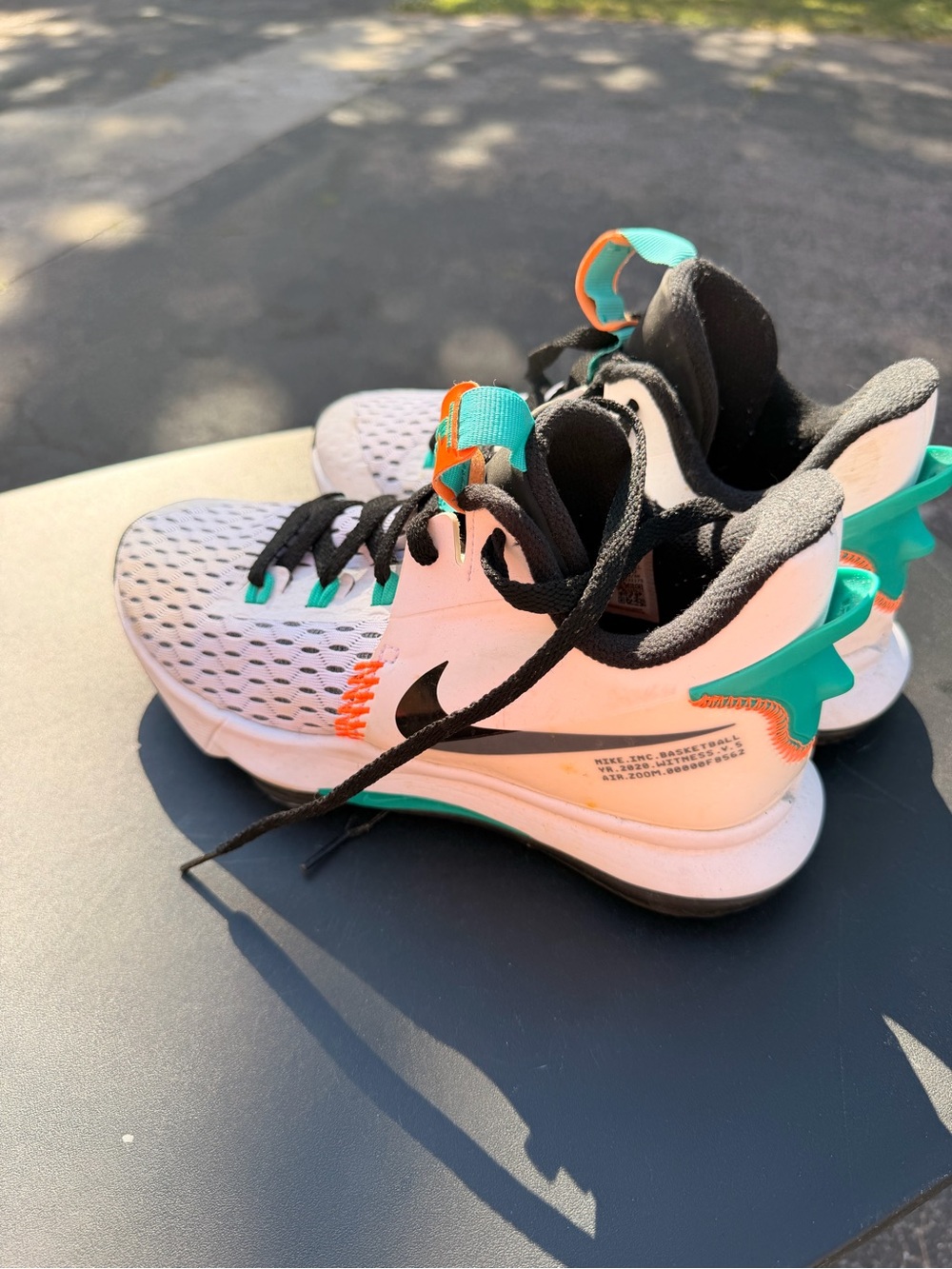 Nike Kids White Teal and Orange Athletic Sneakers - Picture 3 of 5